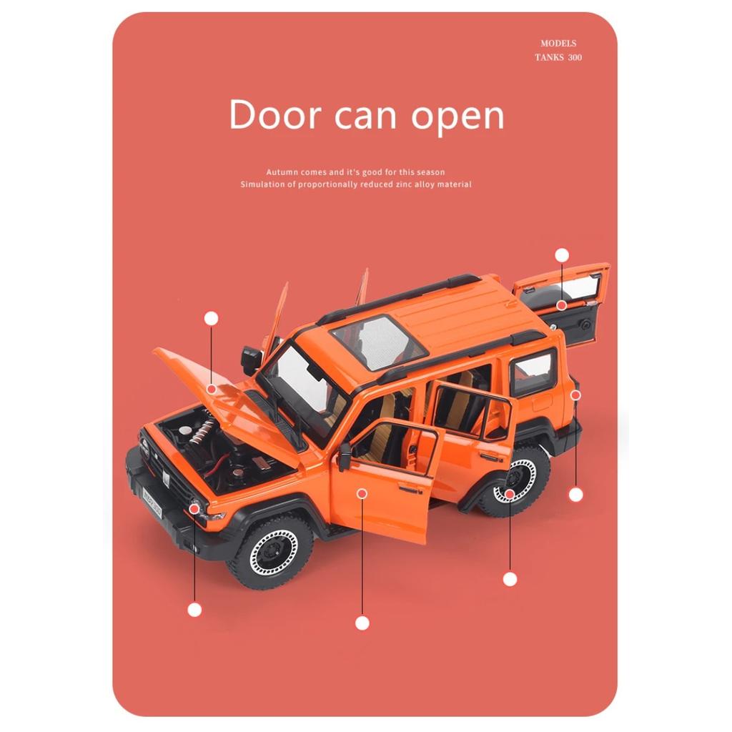 Neues 1/24 Tank 300 Legierungs-Automodell Diecasts Metallspielzeug Geländewagen Automodell Simulation Ton Licht Kindergeschenk
