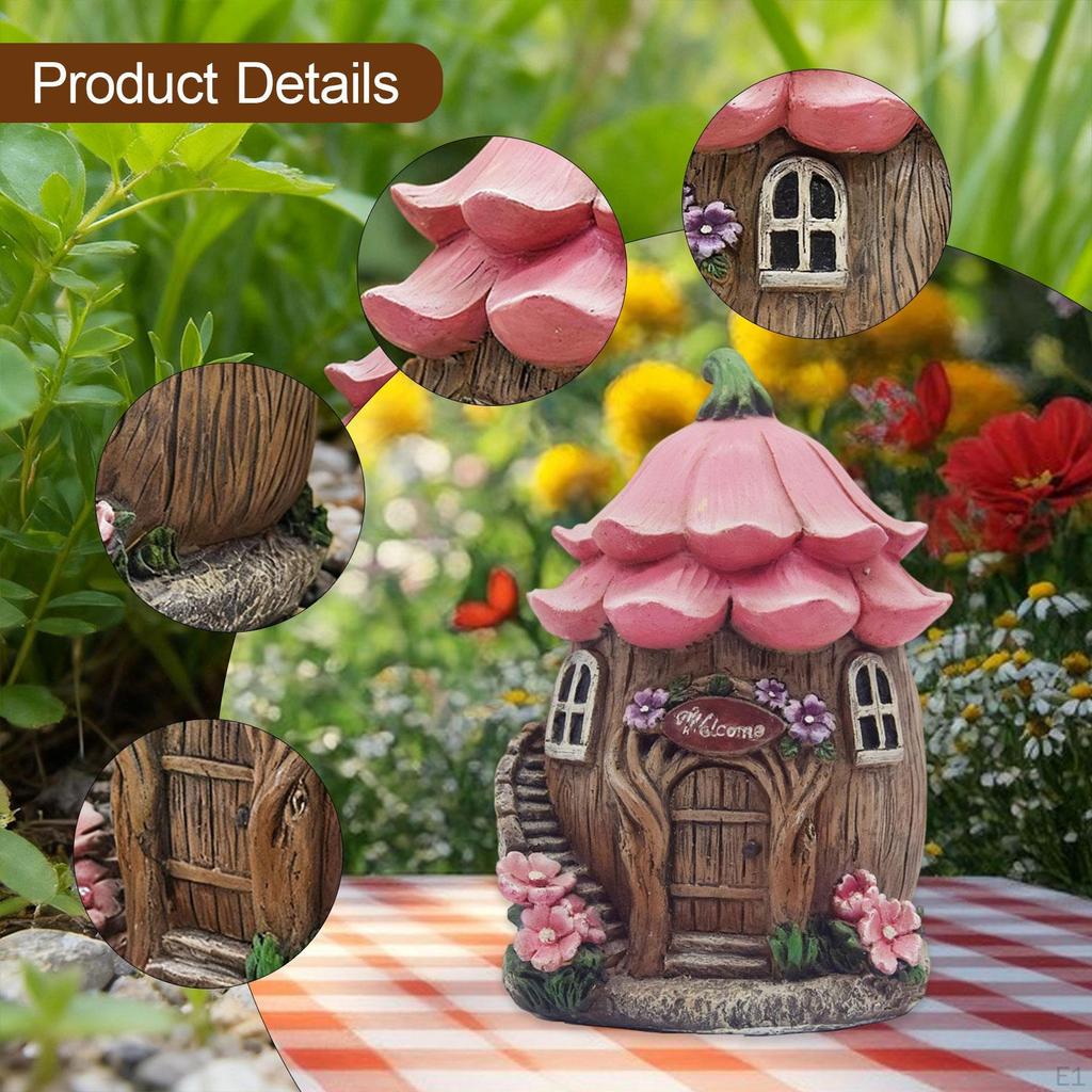 Mushroom Fairy House Figurine, Garden Accessories, Decor for Lawn Terrace Micro
