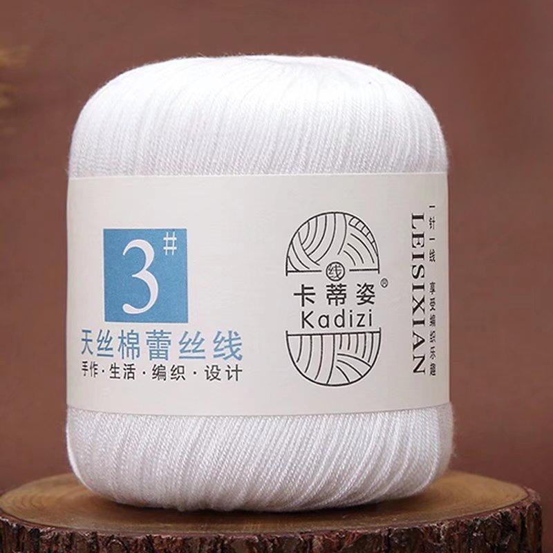 1 Rotolo Filato di Pizzo Cotone Tencel per Uncinetto Estivo & Lavori a Maglia Fai-da-Te - No. 3