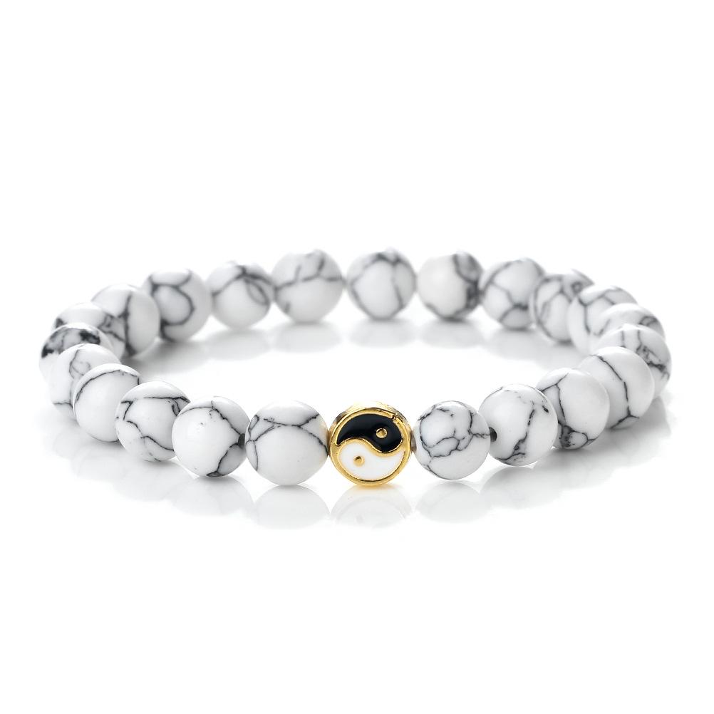 Yin-Yang Tai Chi Frosted Turquoise Beaded Bracelet