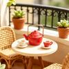 Classic 1:12 Scale Miniature Enamel Kettle for Dollhouse Kitchen Retro Design