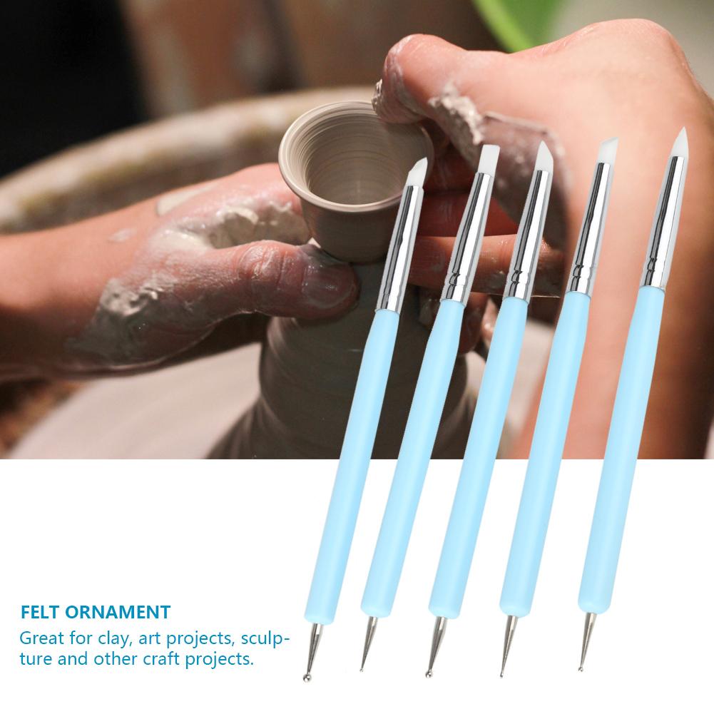 5pcs Silicone Clay Sculpture Tools Double Head Ball Stylus Sculpting Modeling Tool (Blue)