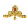 Medieval Vintage Orange Red Zircon Inlaid Simple Open Ring Female Retro Flower Temperament Niche Index Finger Ring