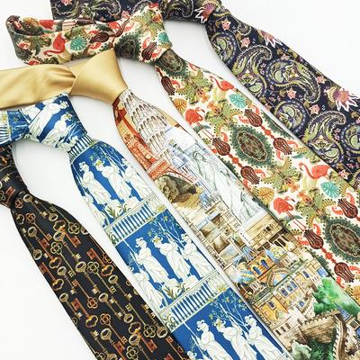 British Digital Printing Retro Tie, Polyester Hand-Broken Flower Men'S Suit Accessories 8Cm