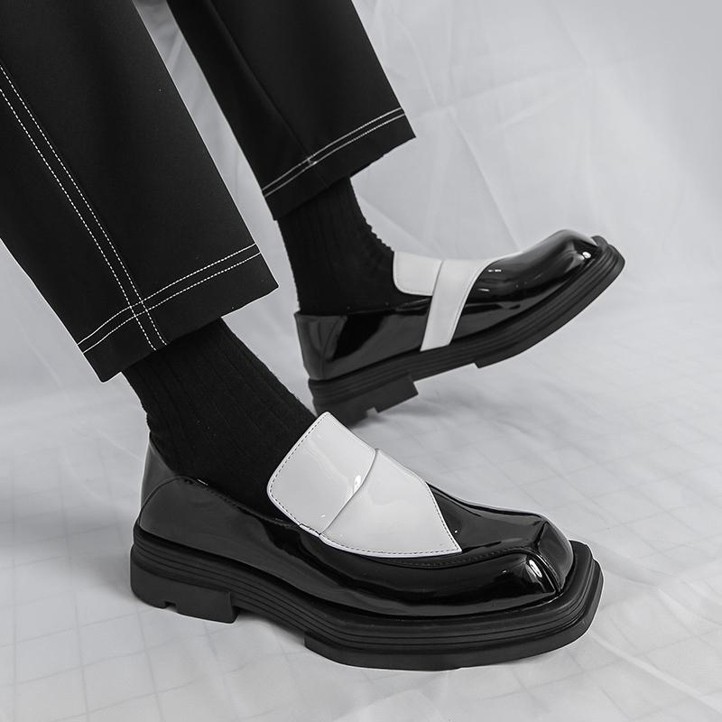 Fashion Hombre Casual men's leather shoes Luxury designer classic style Party and business office or daily work Thick soled loafers