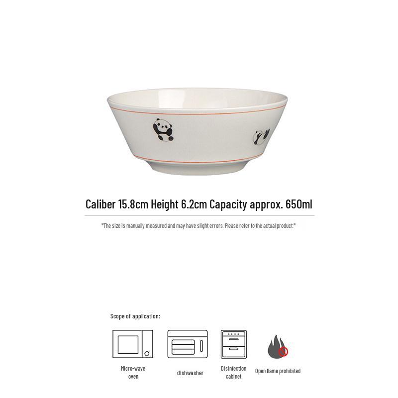2024 Cute Panda Large Ceramic Soup Bowl - High-Temperature Tableware for Home Use