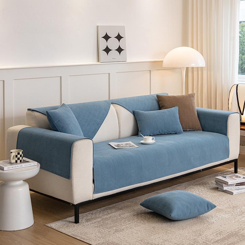 Neues Fischgrätenmuster Chenille Sofakissen Nordisches Sofakissen Universal Rutschfest Einfarbiges Sofakissen für Alle Jahreszeiten