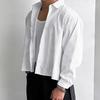 2026 Spring and Autumn New Men's Long-Sleeve Striped Shirt, Loose Short Base Shirt