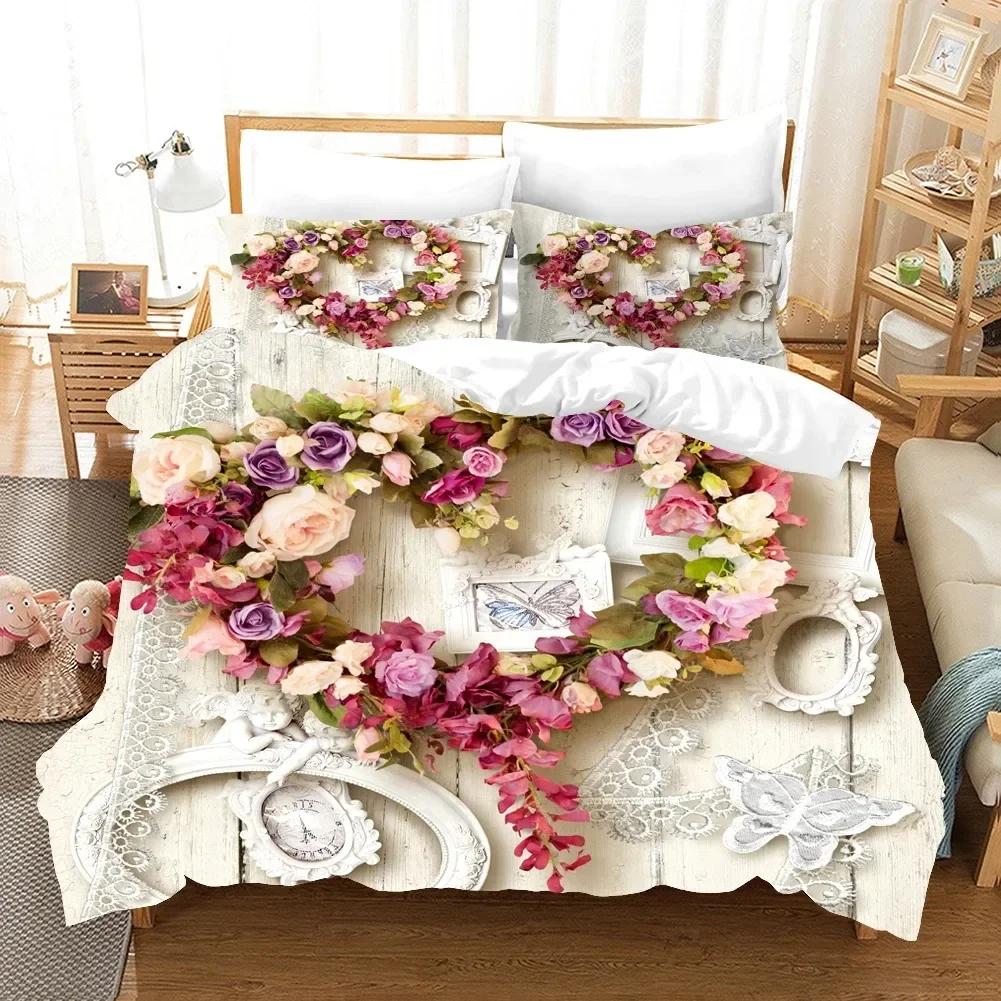 

Pink Rose Flower Colorful Floral Bedding Set Single Twin Double Queen King Cal King Size Bed Linen Set 70x133cm
