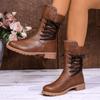 Women Ankle Boots Autumn Winter Leather Motorcycle Boots Female Chunky Heels Platform Boots Comfortable Fashion Shoes Women