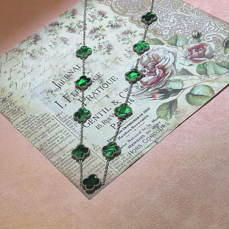 15MM High Version Ten Flower Four-leaf Clover Necklace 18k Double-sided Mother-of-pearl Four-leaf Clover Sweater Chain