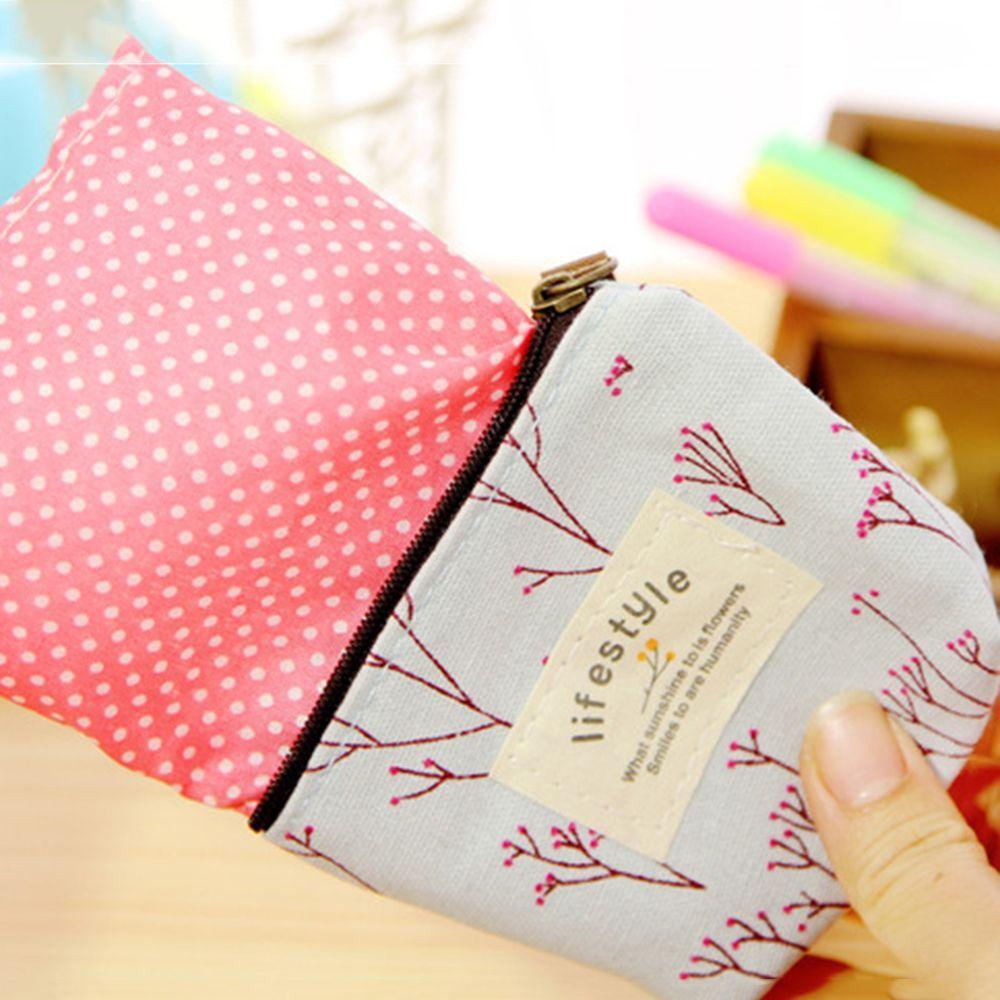 New Korean Style Mini Wallet Card Holder Floral Print Zipper Coin Purses Flower Canvas