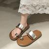 Fashion trend retro non-slip thick-soled one-word slippers women's summer wear 2025 new models with skirts French sandals
