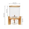 Capacity Airtight Glass Dry Food Storage, Container Cereal Rice Dispenser w/Round Bamboo Lids & Cup & Stand (5 L)