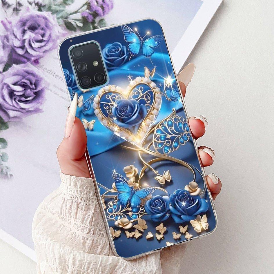 For Samsung Galaxy A71 Case SM-A715F Cover Fashion Butterfly Flower Soft Clear Silicone Phone Cover For Samsung A51 A 51 5G Capa