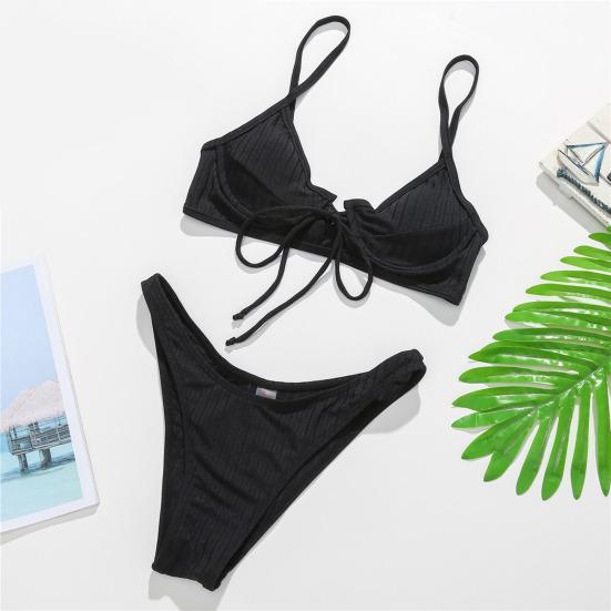 2 Pcs/Set Lady Bikini Solid Color Wire Sexy Comfortable Sumemr Bikini Set