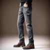 High-end European and American trendy brand men's jeans fashion slim-fitting straight autumn new elastic small feet casual pants