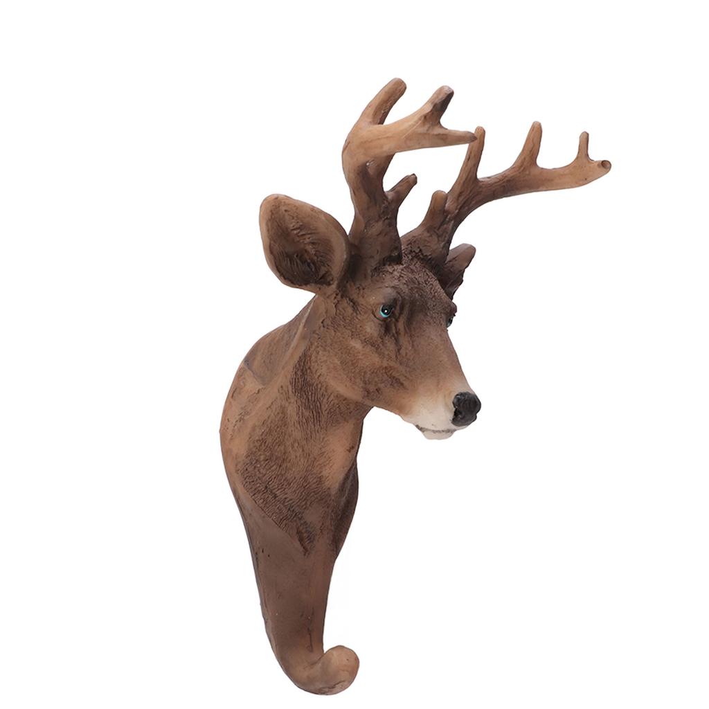 Sika Deer Head Single Wall Hook Retro Style Lifelike Details Animal Shaped Coat Hat Hook for