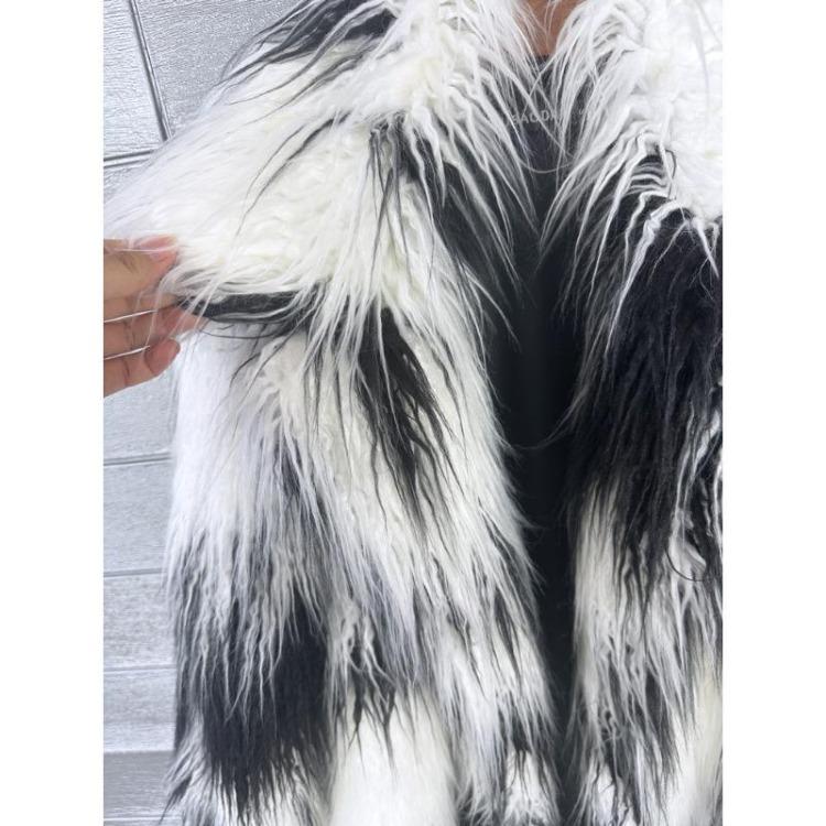 Winter Women's Imitation Fur Coat Fluffy Beach Wool Jacquard Colored Extended Suit Collar Jacket
