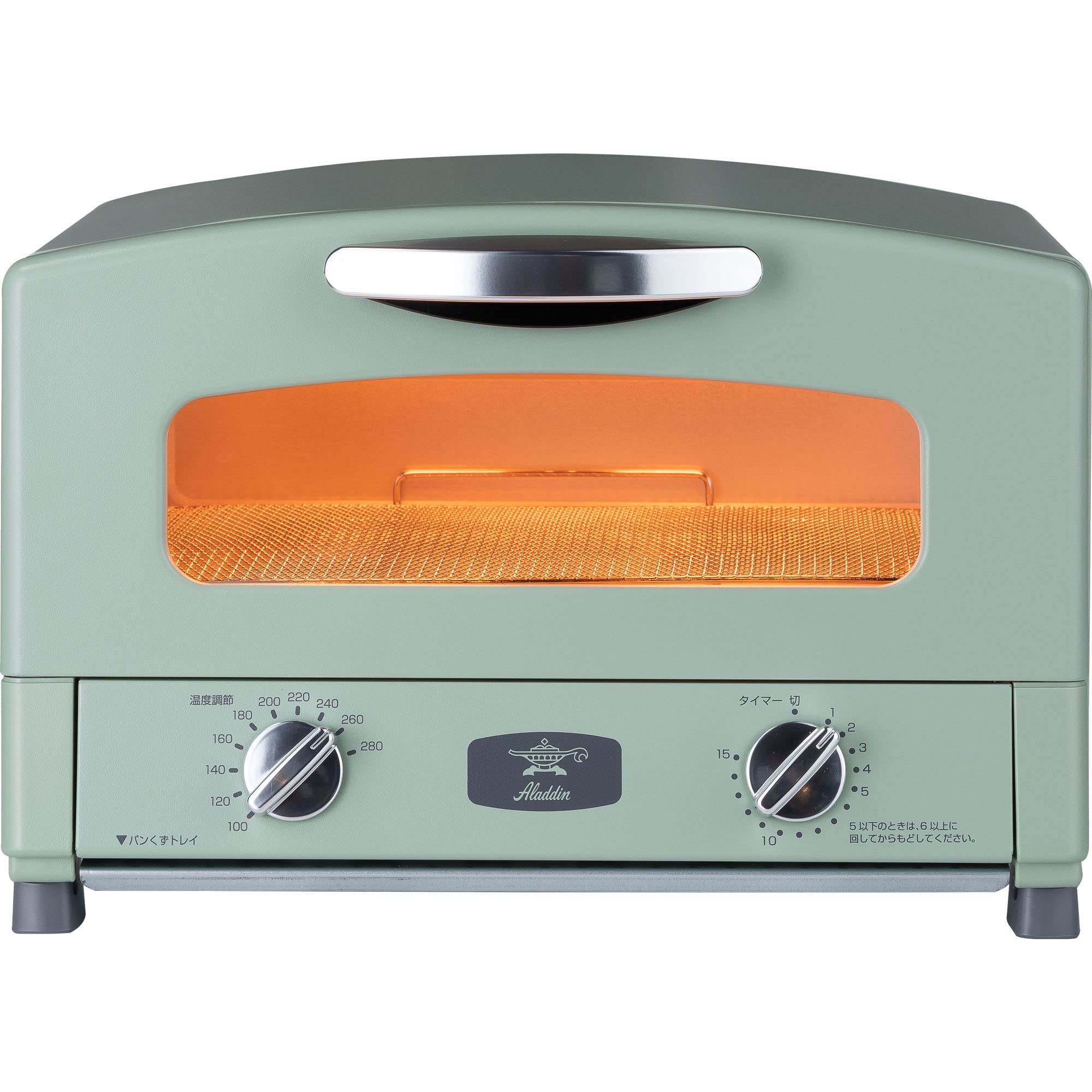 

Aladdin Graphite Toaster 2 Pieces Toast Bread with Temperature Adjustment and Timer Function with Green [Equipped Far-Infrared Graphite] AET-GS13C(G)