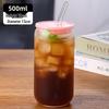 16oz High-Value Transparent Cola Cup with Bamboo Lid & Borosilicate Glass Straw, Logo Printed.