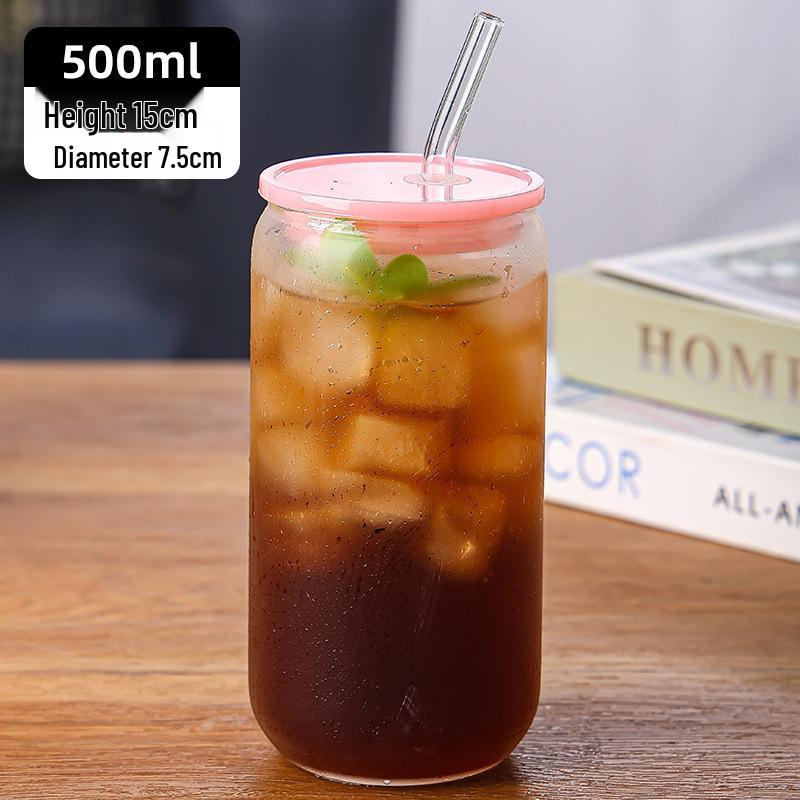 16oz High-Value Transparent Cola Cup with Bamboo Lid & Borosilicate Glass Straw, Logo Printed.
