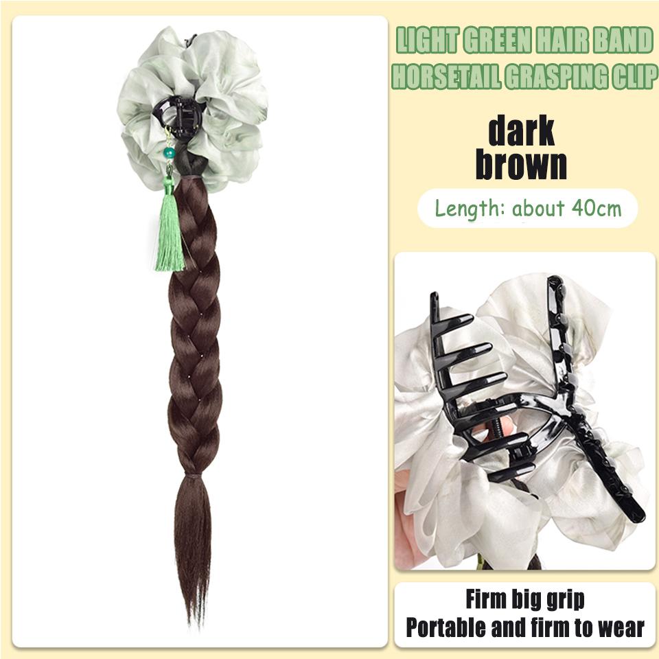 Ponytail Synthetic Wig Rose Feather Grip Female Twist Boxing Braid Feather Rose Grip Low Side Ponytail