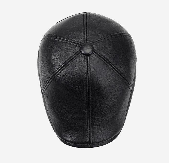 Waterproof Men'S Outdoor Leather Hat Winter Berets Male Warm Ear Protection Cap Genuine Leather Dad Hats Wholesale Leisure Bone