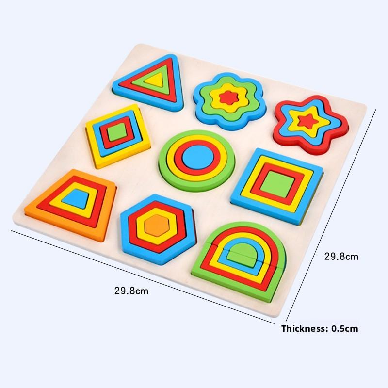 Geometric Shape Puzzle Board For Kids Early Learning Wooden Toy Educational