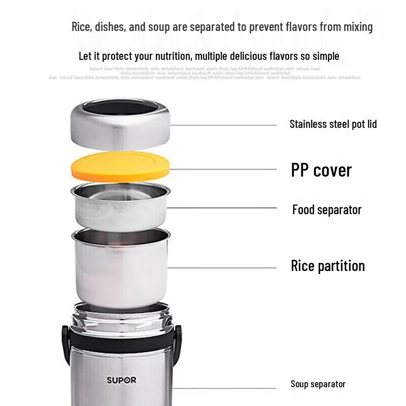 SUPOR 1.9L 304 Stainless Steel Insulated Food Container