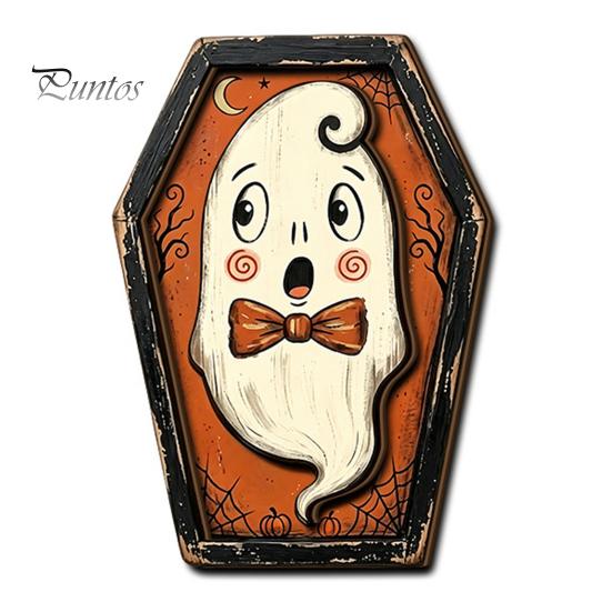Fall Farmhouse Tabletop Centerpiece Vintage Halloween Wooden Decor, Cat Mummy Skeleton Figurines, Decorative Signs for Fireplace Shelf Mantel