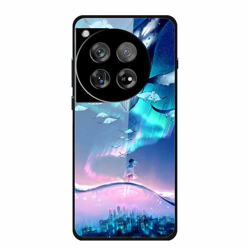 OnePlus 12 Case Tempered Glass Customized Colorful Golden Fruit Design