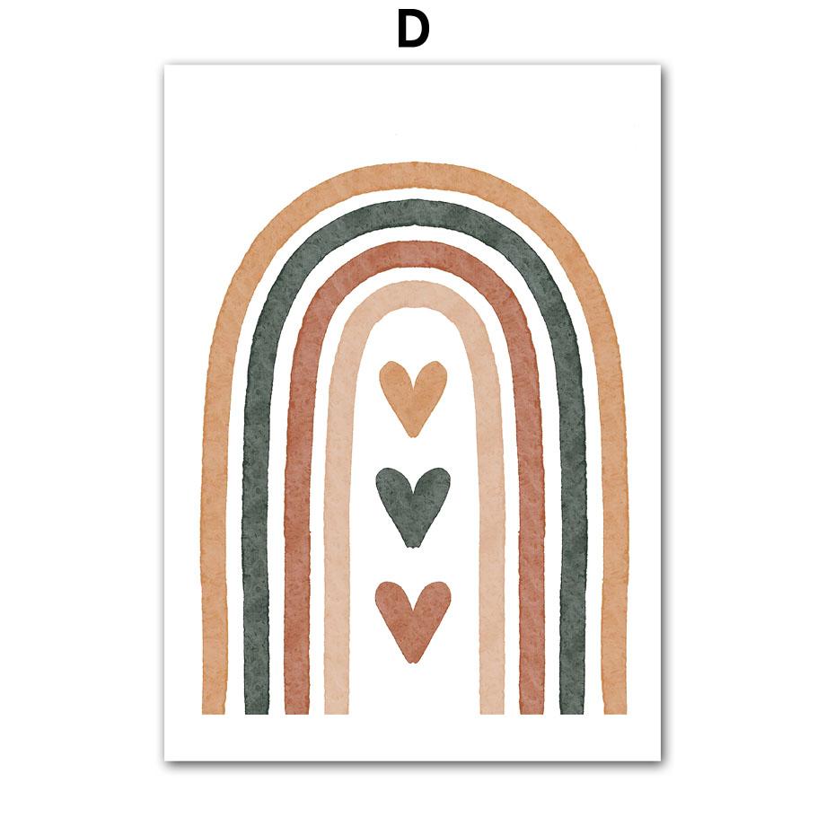 Boho Bear Rabbit Rainbow Sun Heart Nursery Wall Art Canvas Painting Nordic Posters And Prints Wall Pictures Baby Kids Room Decor