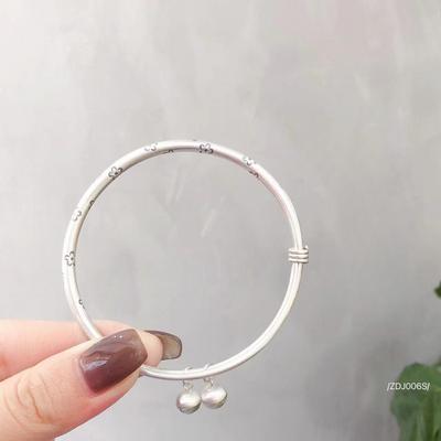Reinsilber S999 Vintage Silber Dekoration Chinesischer Stil Pflaumenblüte Glocke Armband Handgefertigt Schiebe-Zug Altes Silber