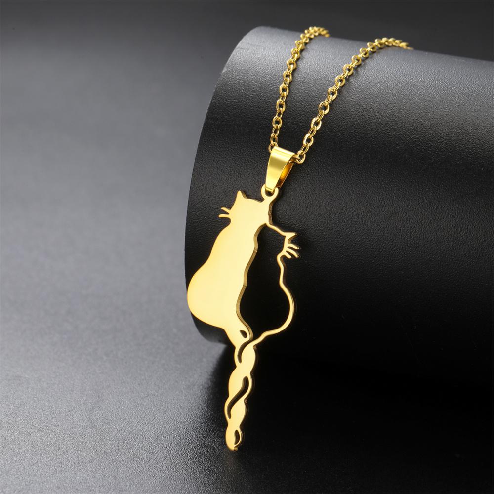 My Shape Lovely Cats Pendant Necklaces for Kids Cute Animals Kitten Charms Necklaces Stainless Steel Jewelry Valentine's Day