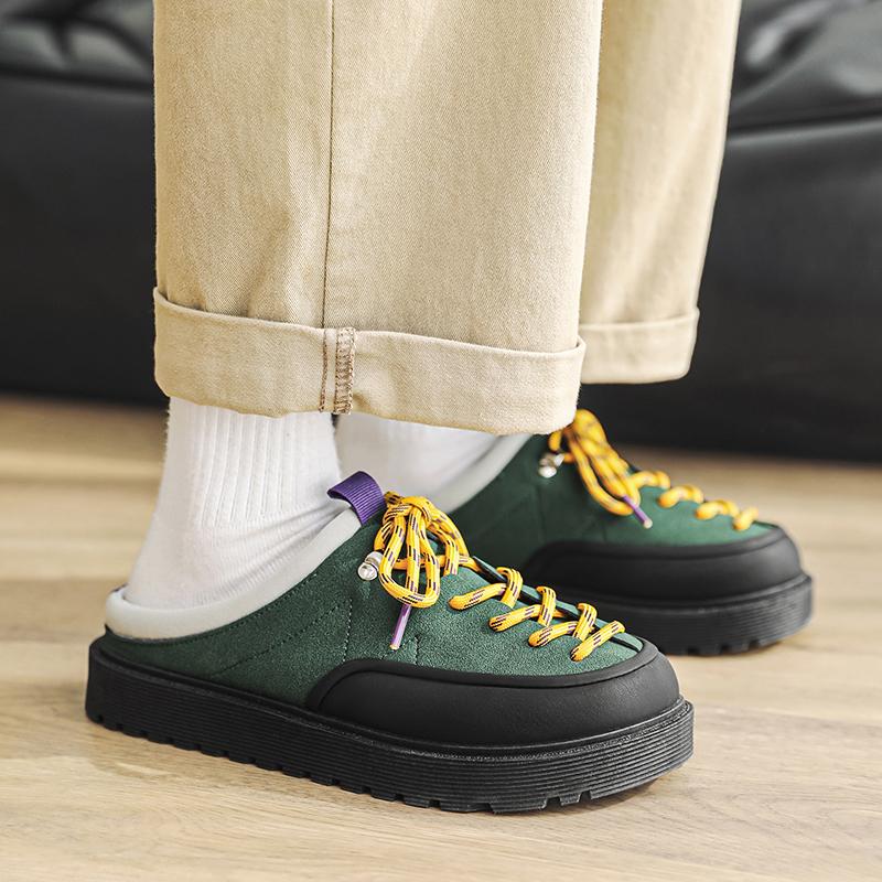 Platform Open Back Casual Shoes Half Shoes for Men Mules Summer Closed-toe Loafers Slippers Backless Slides Sandal Slip On Flats