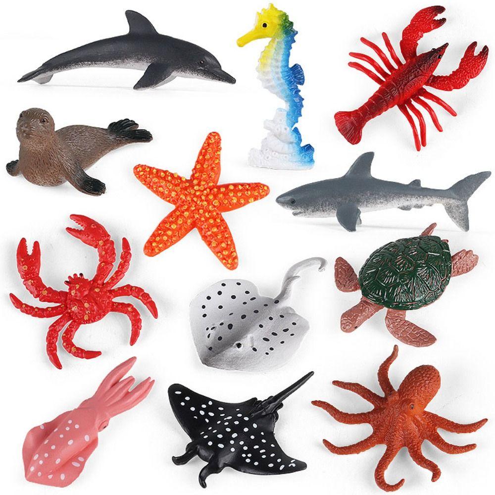 12pcs Plastic Sea Life Animals Model Starfish Simulated Fish Tank Decorations  Kids Birthday Gift