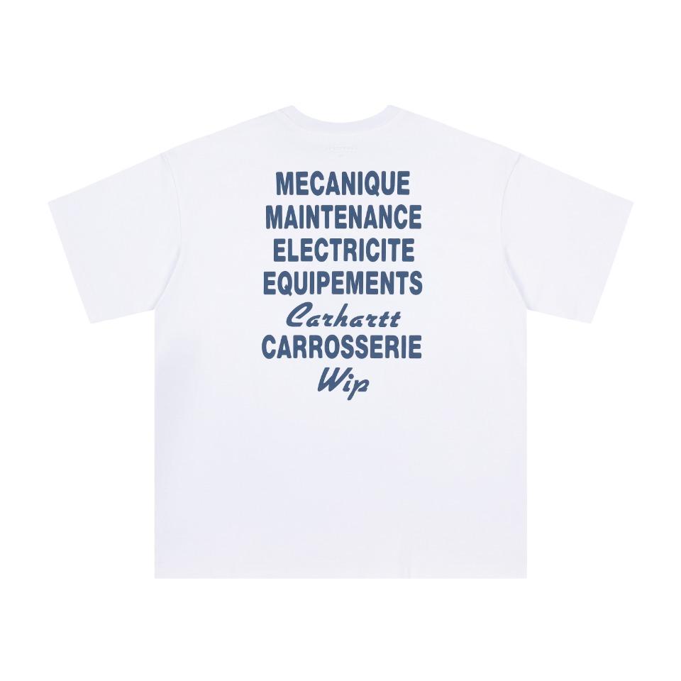 

Carhartt 2025 Summer New Men s and Women s Cotton Loose Round Neck New Mechanical Engineering Letter Printing T-shirt L білий