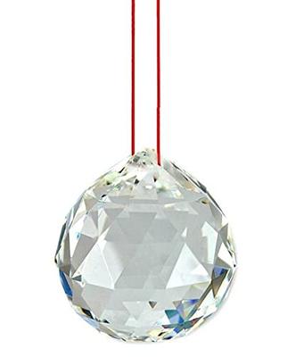 Fengshui Clear Crystal Hanging Ball with Red String, Good Luck and Prosperity Suncatcher Home Decoration/Gift - 1 Piece