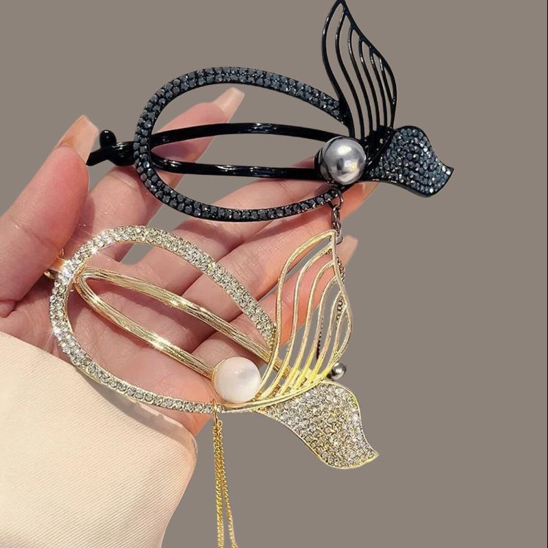 1Pc Light Luxury Versatile Elegant Fishtail Twist Clip, Sophisticated Tassel, Metal Back Hair Updo, Hair Accessory for Women