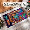 Day of the Dead Theme Crystal Velvet Rug Personalized Custom Name Text Soft Floor Mat Home Decor