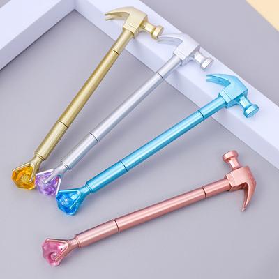 2Pcs 0.5mm Creative Diamond Hammer Shape Pen Student Stationery Neutral Pen Signature Writing Tools Back To School Gifts