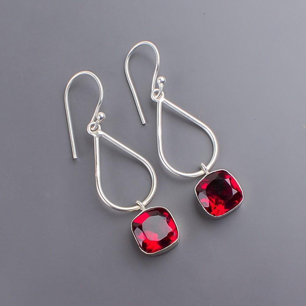 Pink Rubellite Gemstone 925 Sterling Silver Handmade Jewelry Boho Earrings 1.90" EE-7-10