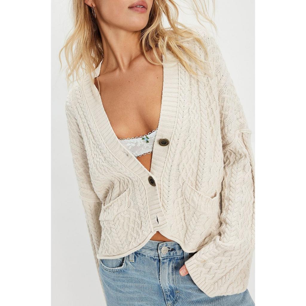 New Autumn and Winter Women's Clothing Short Twist Loose Solid Color Knitted Cardigan Jacket