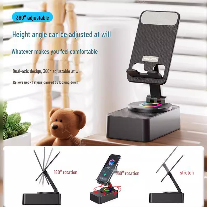 Rotating Bluetooth Audio Stand for Mobile and Tablet with Wireless Charging