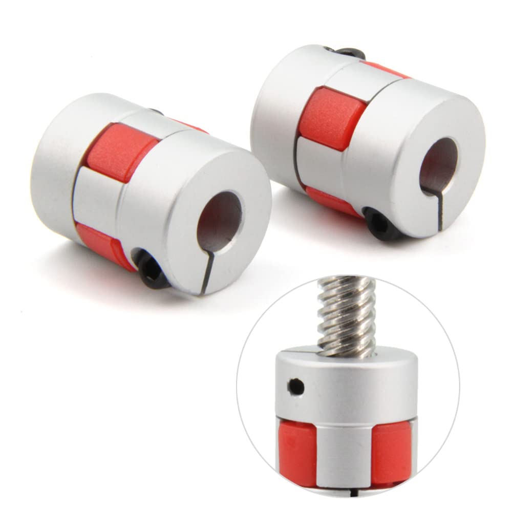 8mm To 8mm Bore Aluminium Plum Flexible Shaft Coupling Servo Stepper Motor Jaw D20xL25 Connector Flexible Shaft Couplers for 3D Printer/CNC