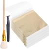 Paper Craft Leafing Sheets Set for Journaling and Home Decoration Metallic-Look Squares with Brush and Pickup Tool