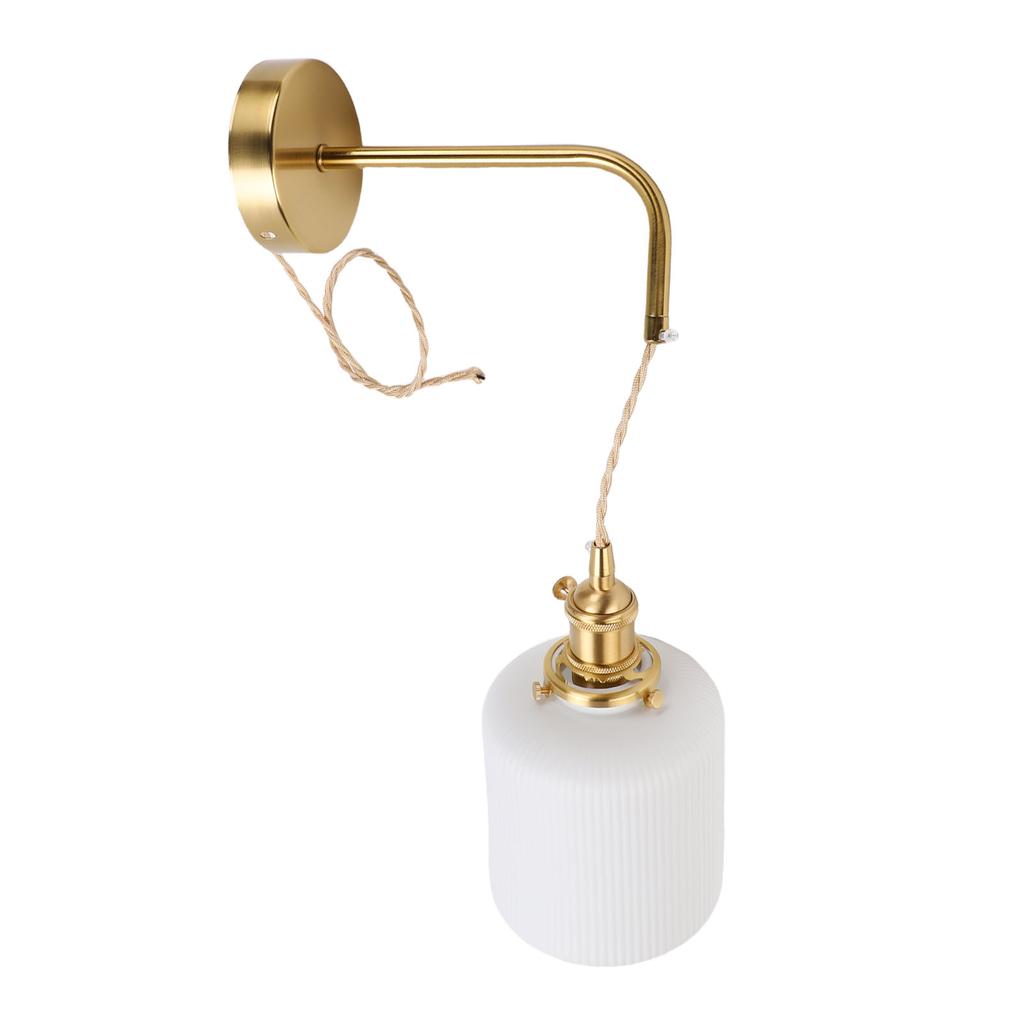 Wall Sconce Gold Brass Dimmable Bulb Frosted Finish Ceramic Lampshade Wall Light Fixture for Bedroom