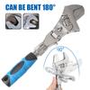 Universal 5 In 1 Pulley Wrench 10 Inch Adjustable Torque Wrench Ratchet Wrench 180 Degree Folding Manual Tool Household Maintenance