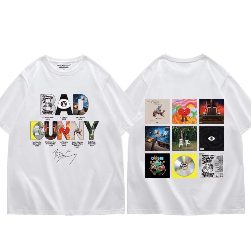 

Rapper Bad Bunny Music Album Poster Print T-shirt Harajuku Hip Hop Oversized T Shirts Men Women Y2k Fashion Clothing T-shirts... S разноцветный
